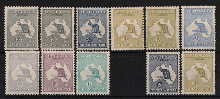 Lot 783 - Australia KANGAROOS 1915-27 THIRD WMK -  Status International Status International - Sale 380