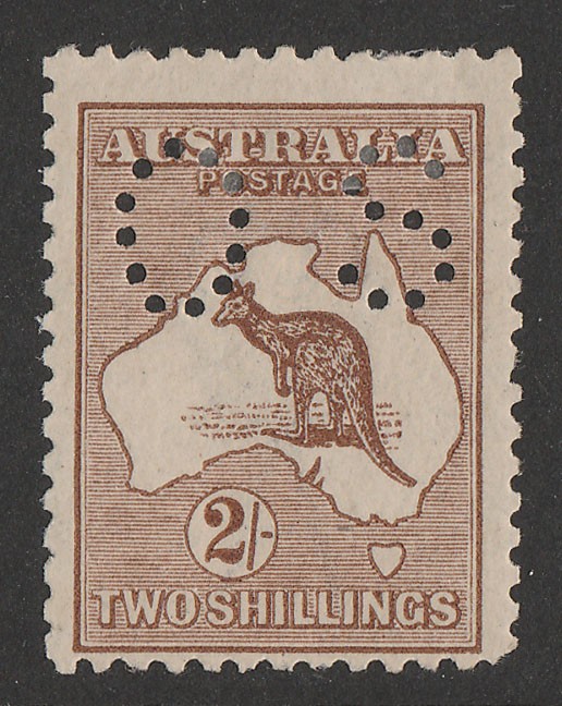 AUSTRALIA 1915 Kangaroo 2 - Brown Max 48% OFF perf 3rd 37Ba ca ACSC OS. Trust wmk.