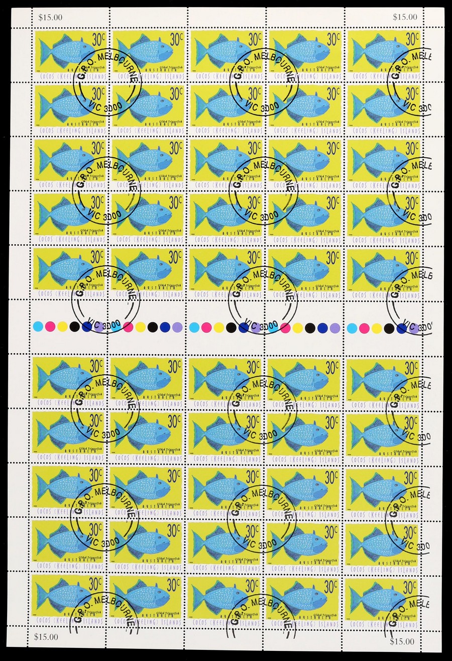COCOS KEELING ISLANDS 1995 Fish Fresno Mall 30c Special price sheet VF SG CTO. of 50. 33