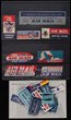 Airmail labels group of 18 inc 1935 WASP vignette featuring Sydney Harbour Bridge, 1925 AASL Ltd, 1929 Earliest Delivery, 1947 QANTAS Silver Jubilee, 1950s ANA, TAA & QEA types, plus foreign inc American Airlines, Braniff Airways, KLM & TWA. Also selection of various blue generics (27) in glassines. (45)