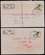 Covers - Tasmania registered mail modest group A-Z, stated all diff blue labels, mostly 1966-72 with a few earlier, all small commercial envelopes (91 covers).