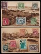 Australia - NSW. 1930-37 postcards with Sydney views (6) inc Coogee Beach, harbour views, Circular Quay, Central Stn. Then foreign from Italy, Seychelles, Nigeria, Turkey, GB etc, inc some travelling postcards with grid reverse to mark next destination. Cancelled with cds for matching stamps. VF. Amazing group. (11)
