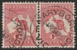 1d Red Die II pr, left unit variety 'extra island (two Tasmania) - 1st state', [25-26], adjoining unit unlisted 'inner frame line broken at upper right'. VFU W/C. SG 2d(var). ACSC 2(E)d cat $600+. (P)