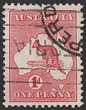 1d Red Die II, plate E variety 'extra island' original state. VFU. SG 2d (var). ACSC 3(E)d cat $600. (P)