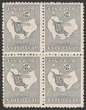 2d Grey, wmk INVERTED blk of 4. F-VF 2MLH/2MUH, sl tropicalisation. SG 3w cat &pound;600++ for M singles. ACSC 5Aa cat $1800++. Rare multiple. Ex Sandy. (4). (P)