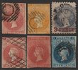 323 · South Australia: 1855-1907 collection on Seven Seas album pgs plus hagners inc 1855-58 QV 1d, 2d, 6d & 1/-, imperf. 1860-68 QV roulette vals to 1/-. 1888-1901 QV perf to 2/- plus shades. 1870 3-Pence opt QV 4d in red. Range of 1874-1901 OS opt vals to 2/-. 1886-96 QV Postage & Revenue vals to 10/-. 1902-12 QV tall vals to 1/-. Mostly G-VFU, odd M, mixed in parts. SG cat &pound;3600+ = A$7000+. (114) (P)
