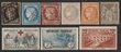 480 · France: 1849-1980s collection in 2 s/books. 1849-52 Ceres imperf vals to 1Fr. 1852-53 President 25c. 1853-61 Emperor vals to 80c, imperf. 1862 Emperor vals to 80c, perf. 1870 Ceres vals to 40c, imperf. 1876-1900 Peace & Commerce vals to 5Fr inc M & U. 1870 Alsace Lorraine numeral vals to 25c. 1918 Red Cross 15c+15c. 1926-27 War Orphans vals to 5F+1F. 1929 Buildings vals to 20F, 1937 National Museums set M & U plus on postcards. 1930 Sinking Fund 1F50+3F50. 1936 Air vals to 3F50. Most G-VF M/MUH/
