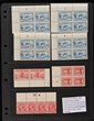 61 · 1913-30s Plate No collection on hagners inc 1914 KGV engraved 1d red plate 4 imprint strip of 4, totally MUH, 1930 Sturt 1&frac12;d red plate no , 8 blks of 4, (complete set) totally MUH, 1932 Harbour Bridge 3d blue plate 1-4 blks of 4 (complete set) MUH, 1931 2d Kingsford smith top marginal prs (plate nos 1, 3, 4 & 6). 1935 ANZAC 2d red Plate 1 blk of 4, various others. SG (var). ACSC cat $1000+. Nice collection. Mainly VF fresh MUH, few MLH. (74).