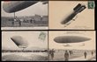 Aviation collection of early airships and balloons in a wide range of types, shown in flight over many locations and on the ground with crowds of spectators. All different. 73