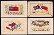 Embroidered silk postcards, WWI-period, mostly patriotic types featuring the flags of the Allies, in a wide range of designs, together with Royal Engineers and R.A.M.C. cards. Some light toning, but overall better than usual. All different. F?VF. (34)