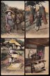 Japan, early-period collection, many hand-coloured, including farming scenes featuring tea and rice (11), silk production (13), gardens and hand-painted scenes (3). All different. F?VF. (67)