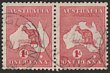 1d Red Die II/Die IIA plate G pr showing variety on left unit 'substituted clich?'. VFU. SG 2(var). ACSC 4(G)o cat $1000. Rare combination. (P)