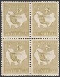 3d Olive Die I wmk INVERTED, blk of 4. VF MLH, aged gum in UR cnr. VF appearance. SG 5dw cat &pound;1000+ = A$2000. ACSC 12Aa cat $2400+, plus premium for scarce multiple. Ex Sandy. (4). (P)