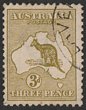 3d Olive Die II variety 'white flaw over T of Three'. VFU. SG 5e(var). ACSC 12(1)dB cat $500. (P)