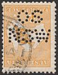 4d Yellow-orange perf 'OS NSW' INVERTED error. FU, part 'Registered Sydney' cds. SG 6a(var)/O21a(var), ACSC 15Fbb(var). Extremely rare official error. Ex Sandy. 2025 Ceremuga AIEP photo-cert. (P)