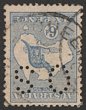 6d Blue Perf small OS with variety wmk INVERTED. FU with part QLD cds. SG 023w cat &pound;1200 = A$2400. ACSC 17Abb cat $1500. Rare genuine. 2006 Ceremuga AIEP photo cert