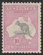 10/- Grey & pink with Kangaroo slightly misplaced into Bight. VF fresh MLH. SG 14 cat &pound;950+. ACSC 47A cat $2000+. (P)