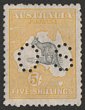 5/- Deep grey & yellow, perf OS. F, regummed (UH). SG 030(var). ACSC 43Ab cat $7500 as normal stamp. (P)