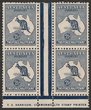 2&frac12;d Indigo Harrison one-line imprint blk of 4. Neither of the plate 1 or 2 varieties present so must be a very early printing. Blue printing ink originally missing on central gutter lines has been touched up with ink in places. F-VF 2MLH/2MUH. SG 36. ACSC 11czf cat $4000. Rare. Ex Sandy. (4) (P)