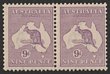 9d Red Violet, Die IIB pr with unlisted variety 'flaw off WA coast near Broome' F-VF MUH, sl darker gum. SG 39b cat &pound;85 M, should be at least double &pound;170 MUH. ACSC 27C cat $850. Ex Sandy. (2).