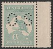 1/- Blue-green Die IIB perf Small OS. VF fresh MUH right marginal. SG O48b cat &pound;100 for M, should be at least double, MUH &pound;200. ACSC 33Aba cat $425. (P)