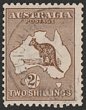 2/- Brown variety 'white flaw under second L of Shillings'. VFU. SG 29(var). ACSC 37(1) cat $300. (P)