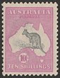 10/- Grey & deep aniline pink with variety 'thin paper' (measuring 0.065-0.070). F-VF fresh MUH, with pristine never hinged original gum & bright colour. SG 43a(var). ACSC 48Bab cat $7500 for M & undercatalogued, unpriced MUH should be at least double, $15,000. ACSC states there are only 2 examples recorded & this is believed to be the only one in MUH condition. 2004 Ceremuga AIEP photo cert. (P)